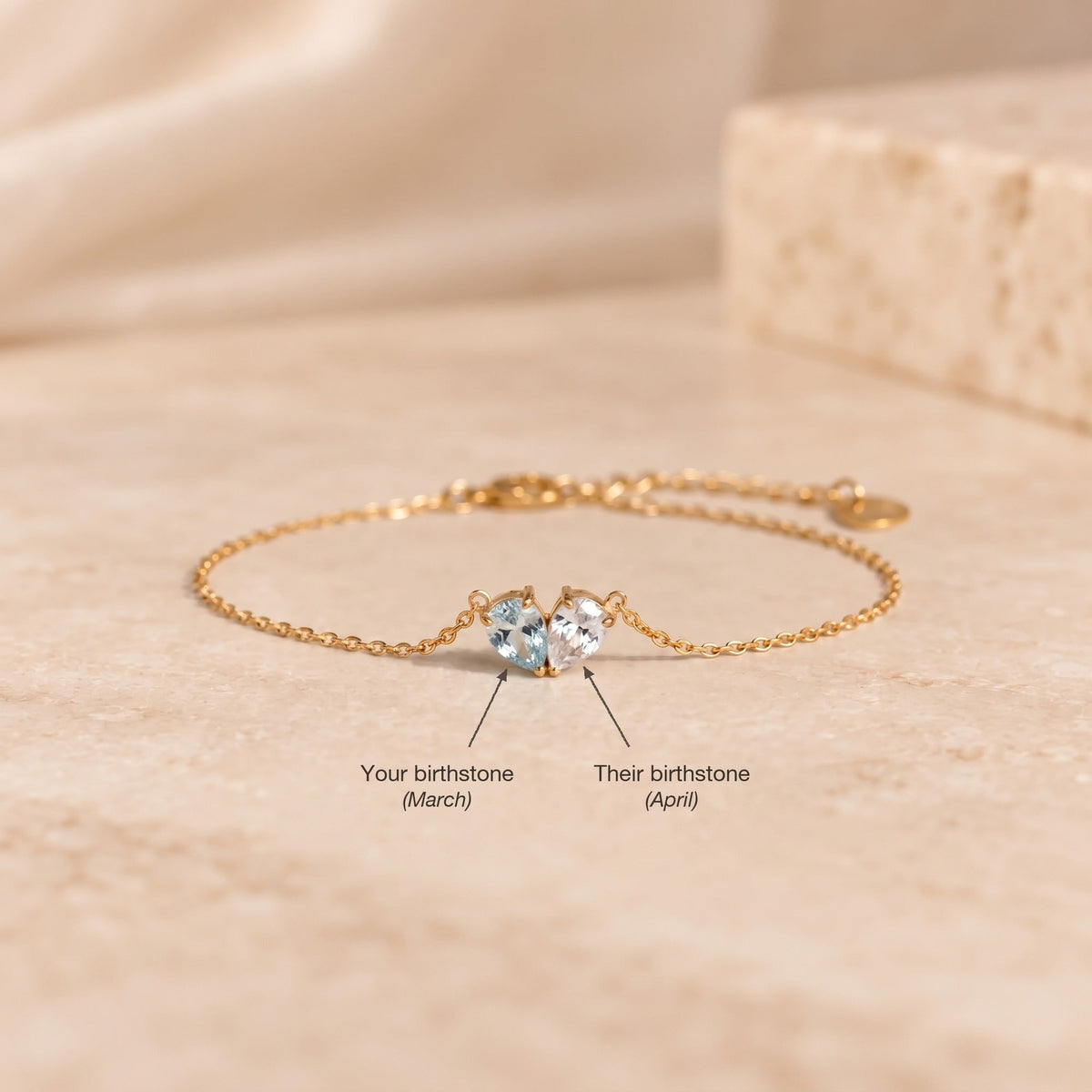 The two birthstones of the Elora Bracelet, yours and theirs
