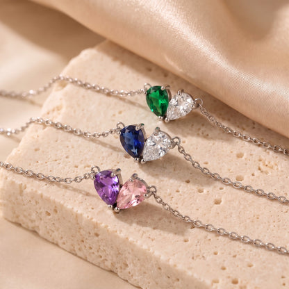 Three silver Elora Bracelets with different birthstone pairs