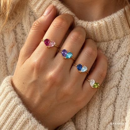 Four Elora rings worn together