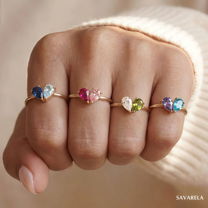 Four Elora rings worn together