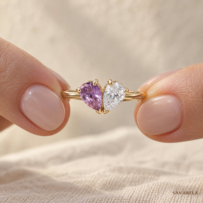 Close-up of the two birthstones