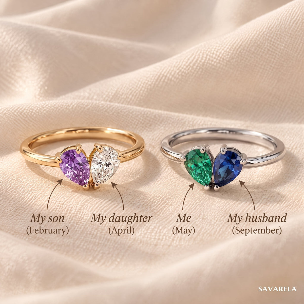 Elora ring in gold and in silver