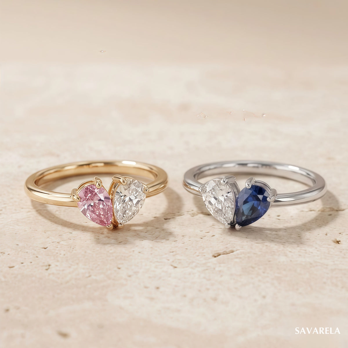 Elora ring in gold and in silver