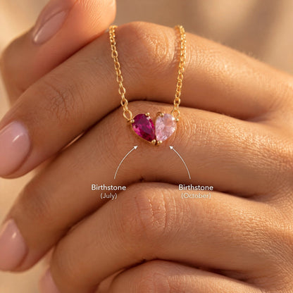 The two birthstones of the Elora Necklace, July and October