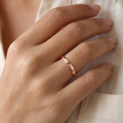 Rose gold Duo Initials Ring worn on the hand