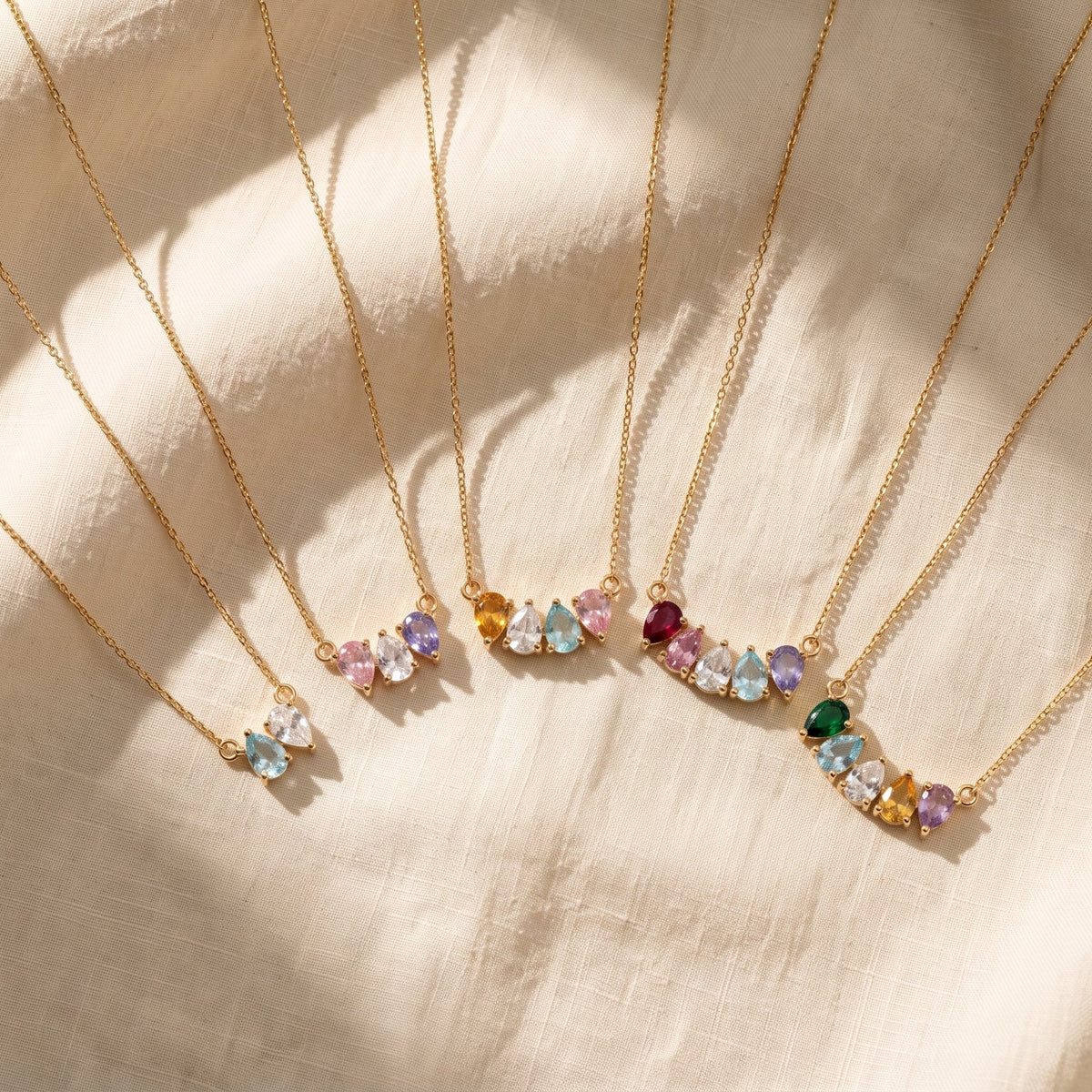 Kindred Necklace, from two to six birthstones