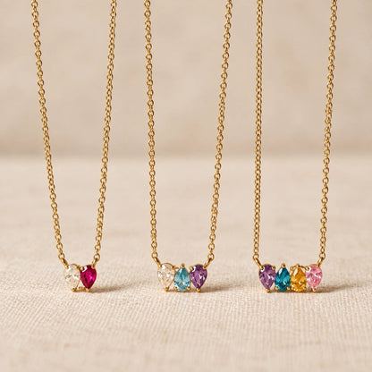 Three Kindred Necklaces with two, three and four birthstones