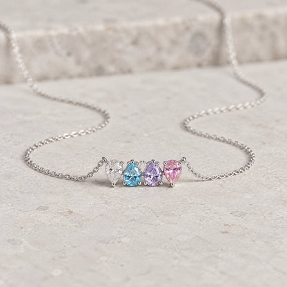 Kindred Necklace in silver with four birthstones